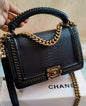 AHC CHA Black Gold Colour Heavy Quality Hand Bag With Side Sling 68914