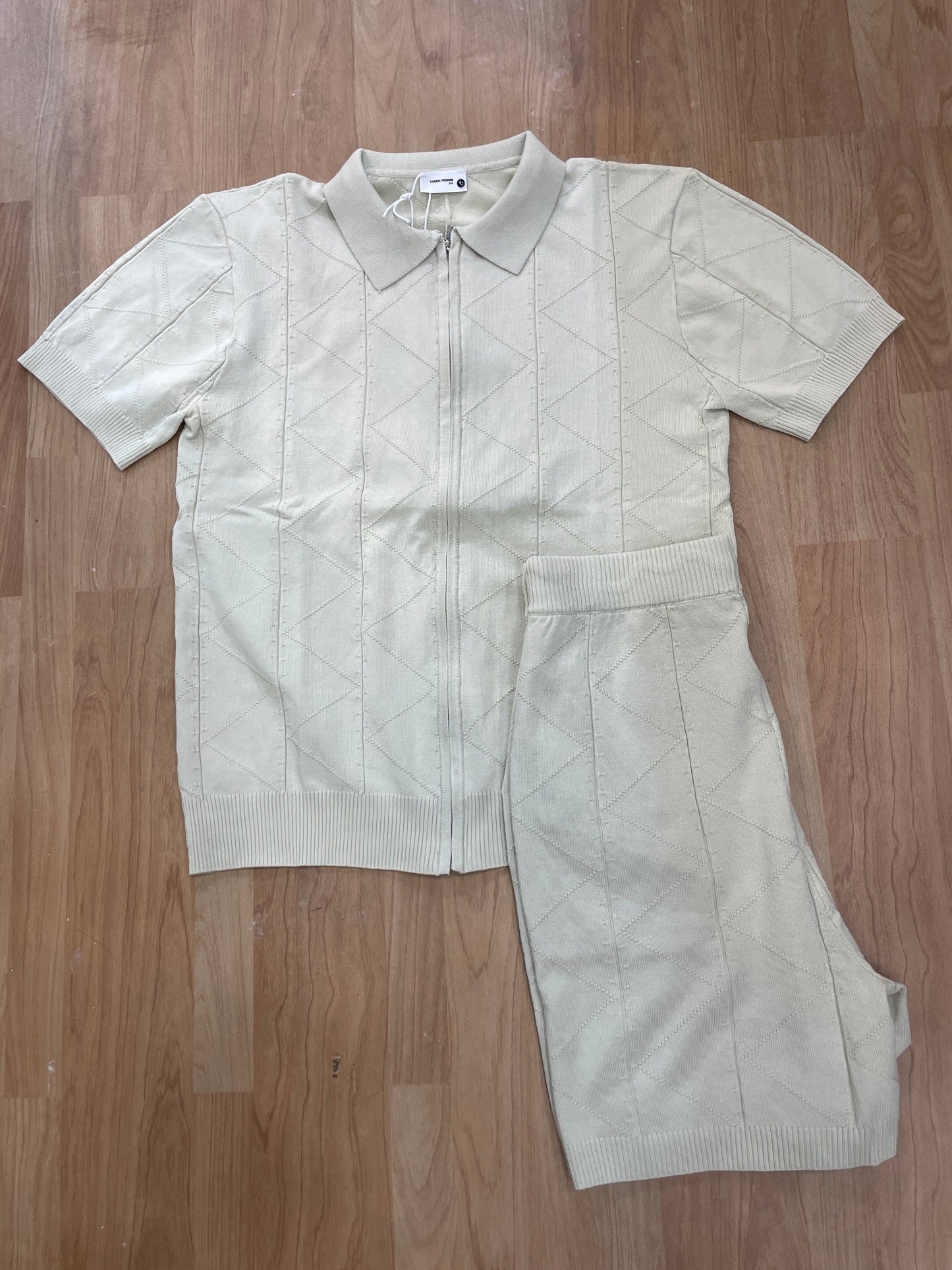 Casual Fashion Cream Colour Half Sleeve T Shirt With Short Coord Set Premium Quality 26279