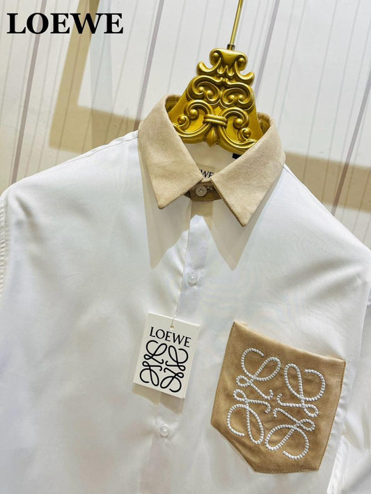 EOL White Colour Brown Collar Premium Quality Full Sleeve Shirt 28020