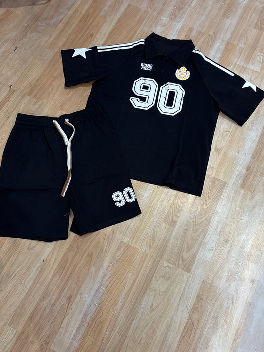 Brimg Ridge Black Colour Coller Tshirt Shorts 90 Imported Coord Set T53