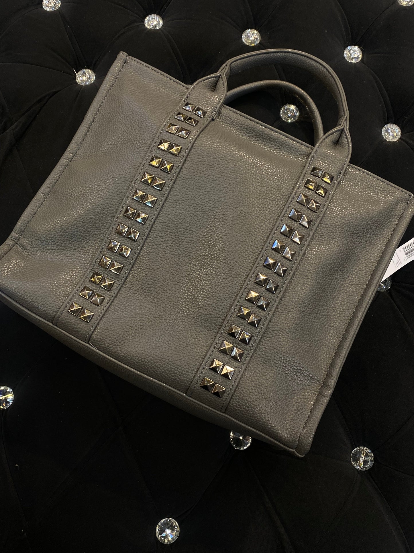 RAM MAR Gray Colour Metal Stud Ladies Tote Bag 987656