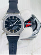Hsg Black Silicone Strap Silver Metal Black Dial Water resistant Sports Men Watch 989511