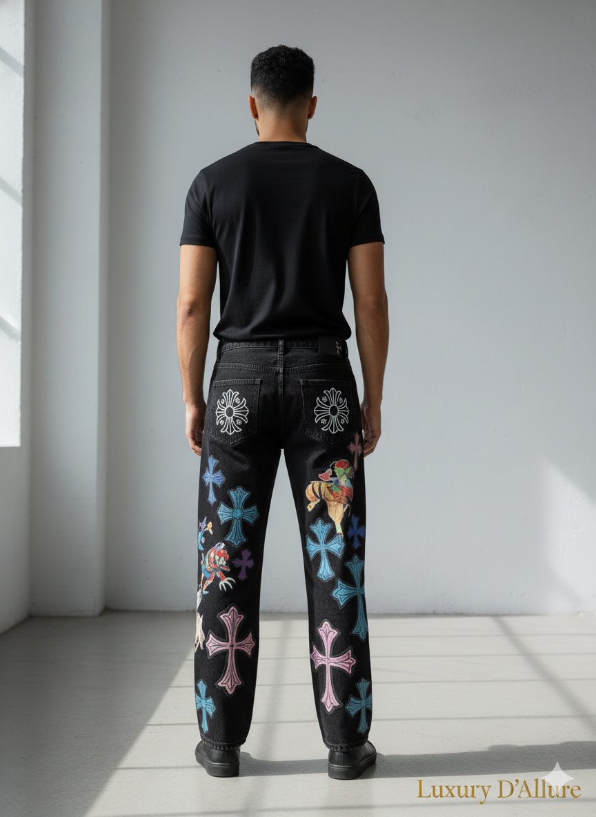 Chr Rhc Charcoal Grey Coloured Printed Imported Jean KE-5