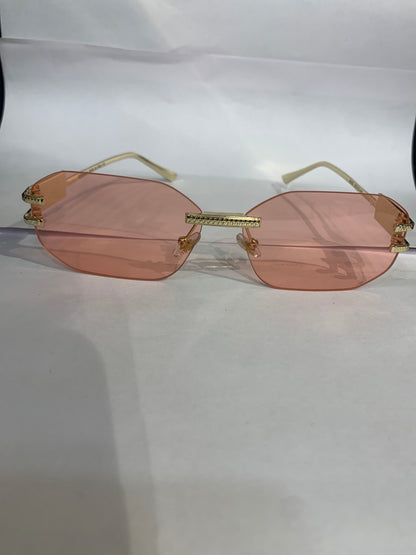 REV Frameless Golden Stike Peach Shade Unisex Sunglasses 68082 52 18 142