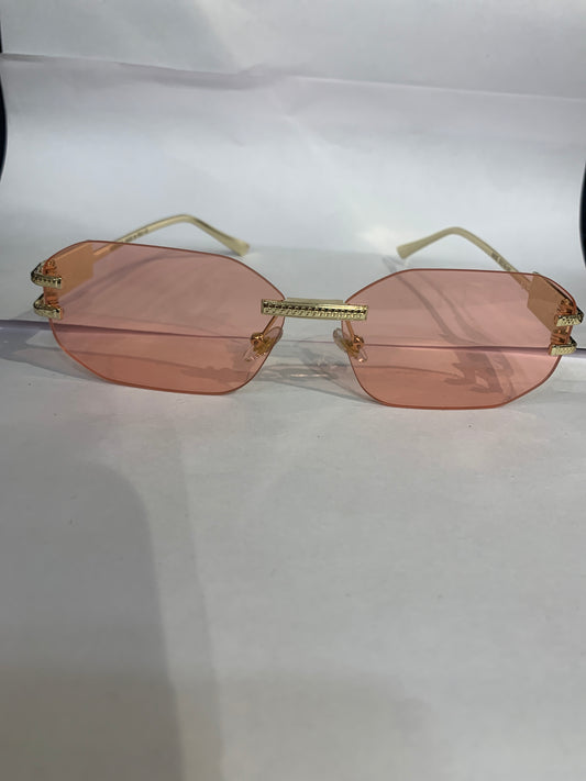 REV Frameless Golden Stike Peach Shade Unisex Sunglasses 68082 52 18 142