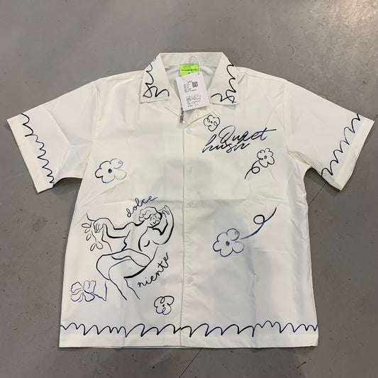 SAVAGE BASE Off White Colour With Blue Black Print Imported Unisex Shirt YR9315