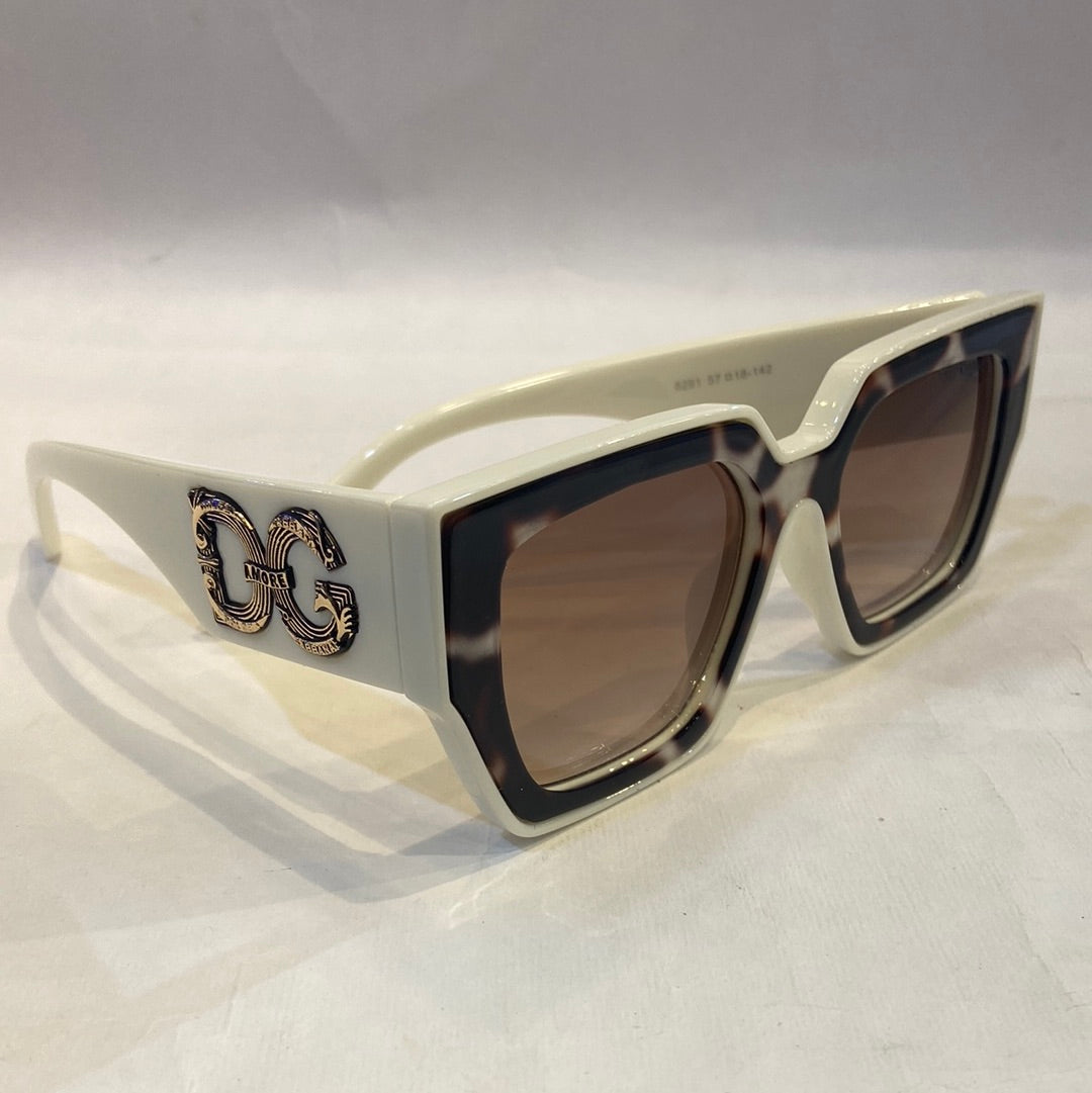 LOD DG White Leopard print Frame Brown Shade Sunglass 8291 57 18-142