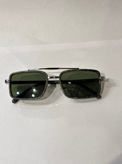Uol Silver Military Frame Green Shade unisex Sunglass ZS983355018-145