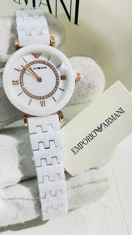 Mra White Chain White Copper  Dial Ceramica Ladies Watch 988950