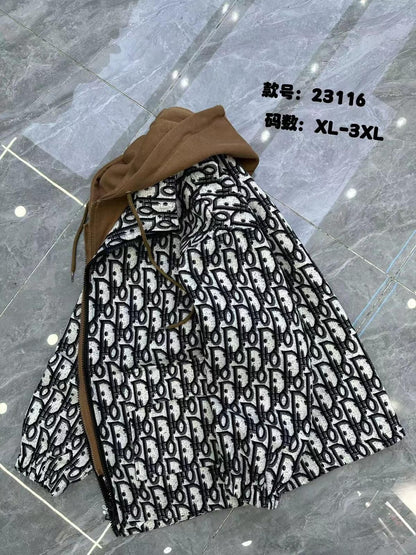 Design Homme OID Black White Colour Oid Print With Hoodie Premium Quality Jacket Hoodie 23116