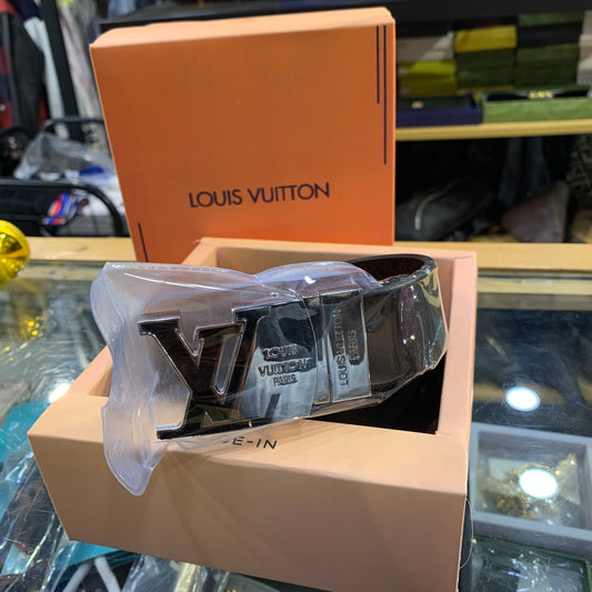 UOL LOU Silver Black Buckle Black Brown Double Side Strap Unisex Belt 989882
