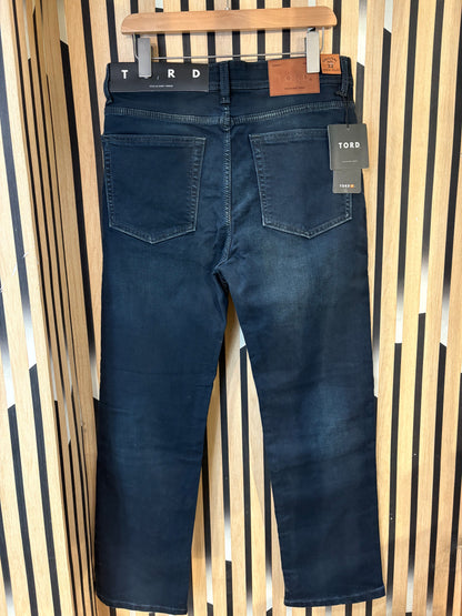 TORD Blue Green Shade Colour Denim Straight Fit Jeans 989589
