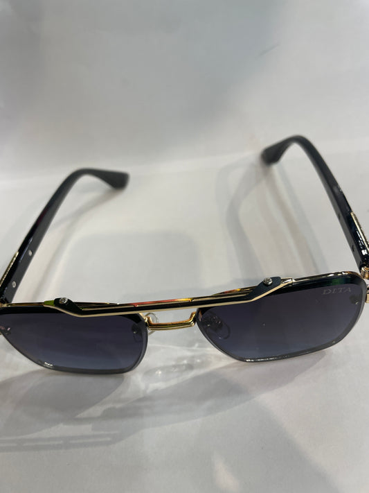 TID Black Golden Frame Black Shade Unisex Sunglass 5G77 52 20 152