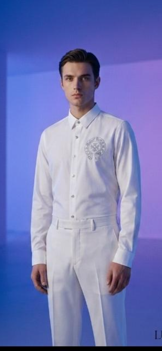 RHC CHR Hearts White Colour With White Stud Premium Quality Partywear Shirt 990367