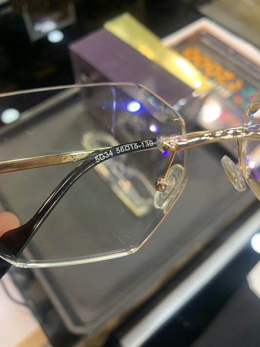 Rac Gold Black Stick Frameless Trancy Shade Unisex Sunglass 5G34 56 15 139