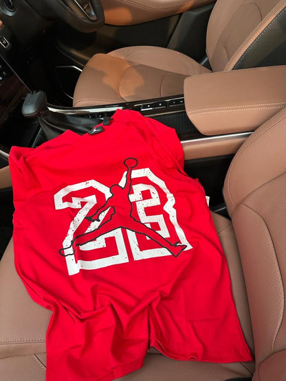 Jor Red Colour With Front And Back Print Premium Quality Drop Shoulder Tshirt 65636