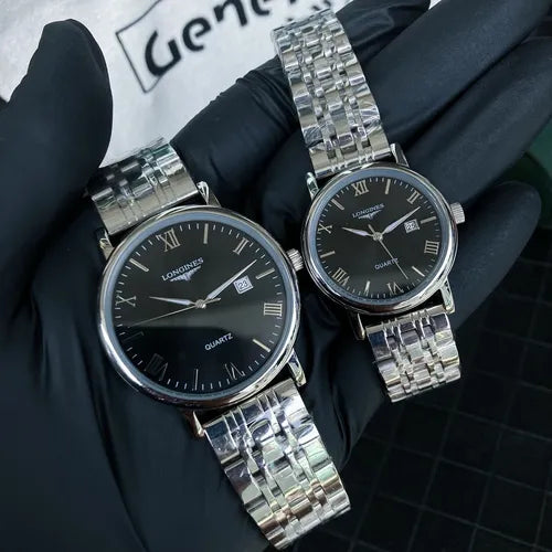 NOL Silver Chain Black Dial Premium Quality Men Watch 989719