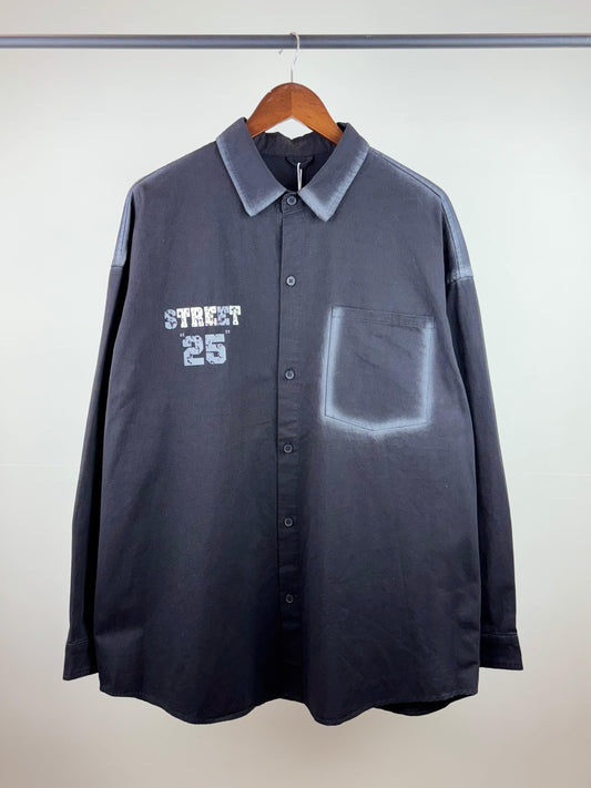 STREET 25 Black Denim Grey Line Oversized Men’s Shirt 115