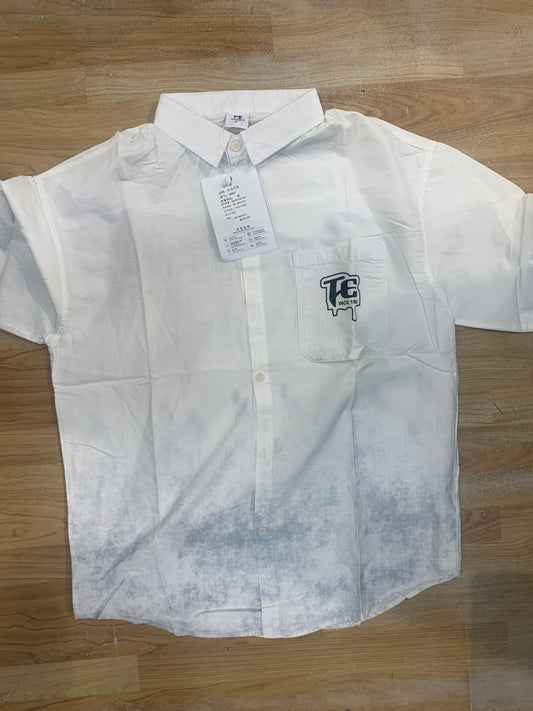 Vogue Design White Blue Shirt Half Sleeve Drop Shoulder W927
