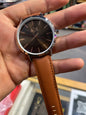 MRA X/A Brown Leather Strap With Silver Slim Dial Mens Premium Watch 990519