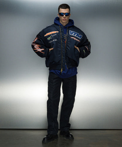 Vet VTM MTL  Black ALPHA INDUSTRIES EDITION BOMBER JACKET WITH TEXTURED PATCHES 7036