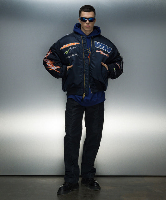 Vet VTM MTL  Black ALPHA INDUSTRIES EDITION BOMBER JACKET WITH TEXTURED PATCHES 7036