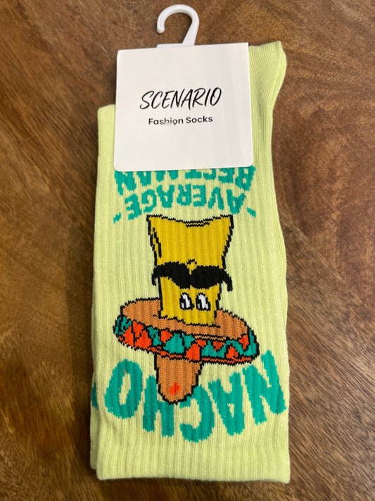 Scenario Green Colour Nacho  Print Premium Quality Full Socks 991195
