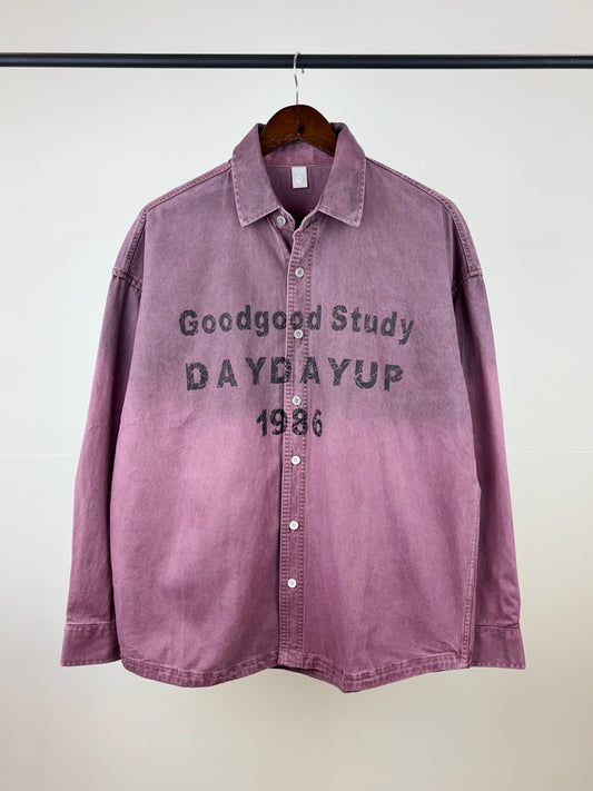 Goodgood Study Daydayup 1986 Wine Pink Dual Tone Full Sleeve Shacket 3658