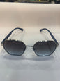 Arp Silver Blue Frame Black Shade Unisex Branded Sunglasses T0967 53 18 136