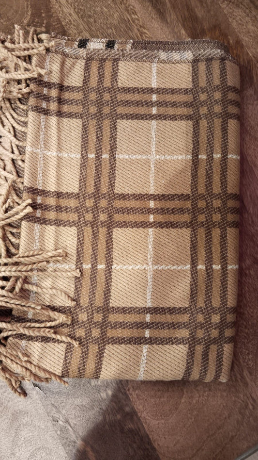 Rub Dark Brown And Light Brown Colour With White Brown Check Winter Muffler 0298