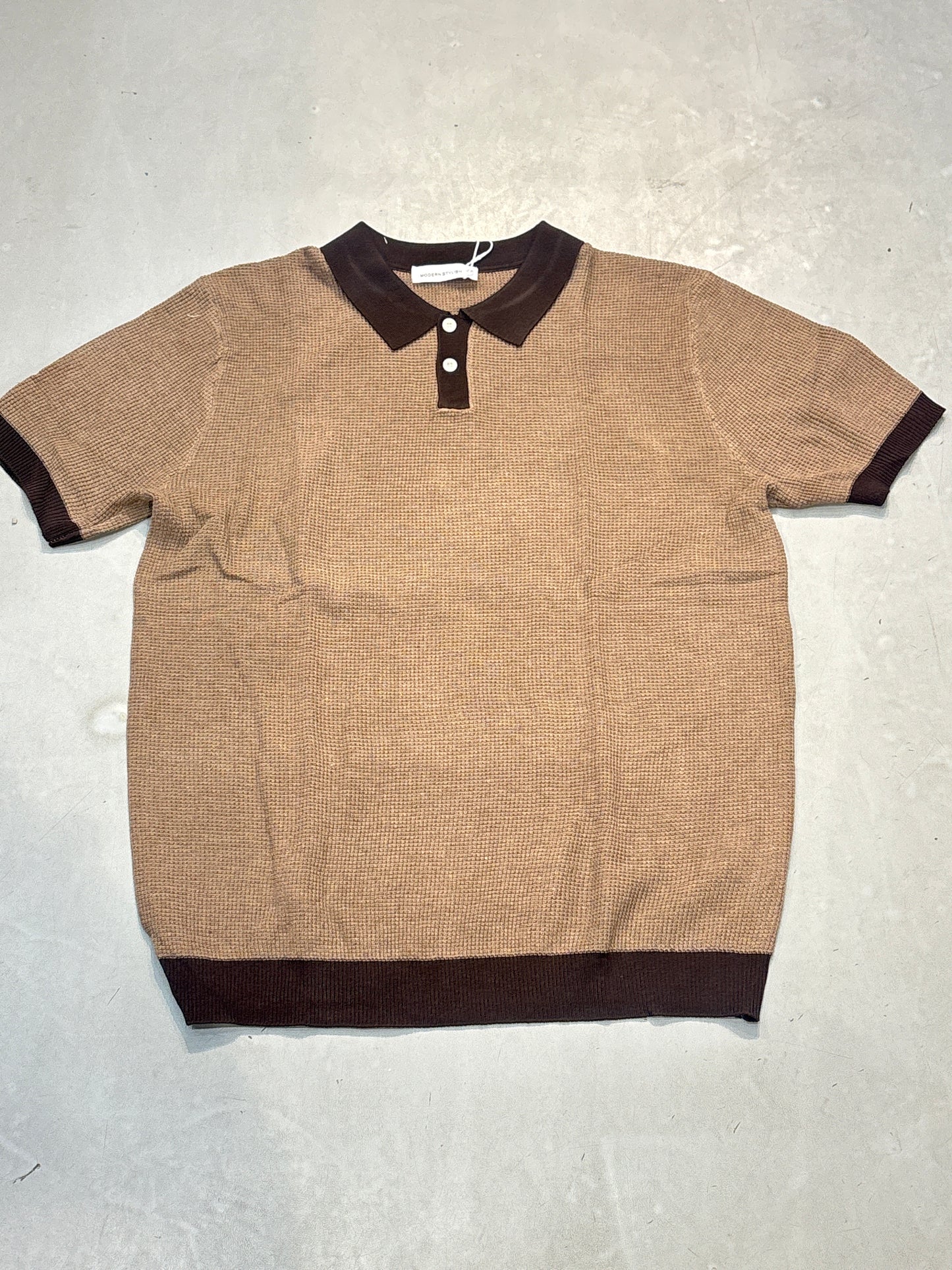 Modern Stylish Brown Colour Dark Brown Coller Knitted Tshirt 9016