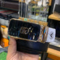 Cug Black Colour Black Gold Buckle Copper Logo Genuine Leather Belt Automatic Buckle 64616