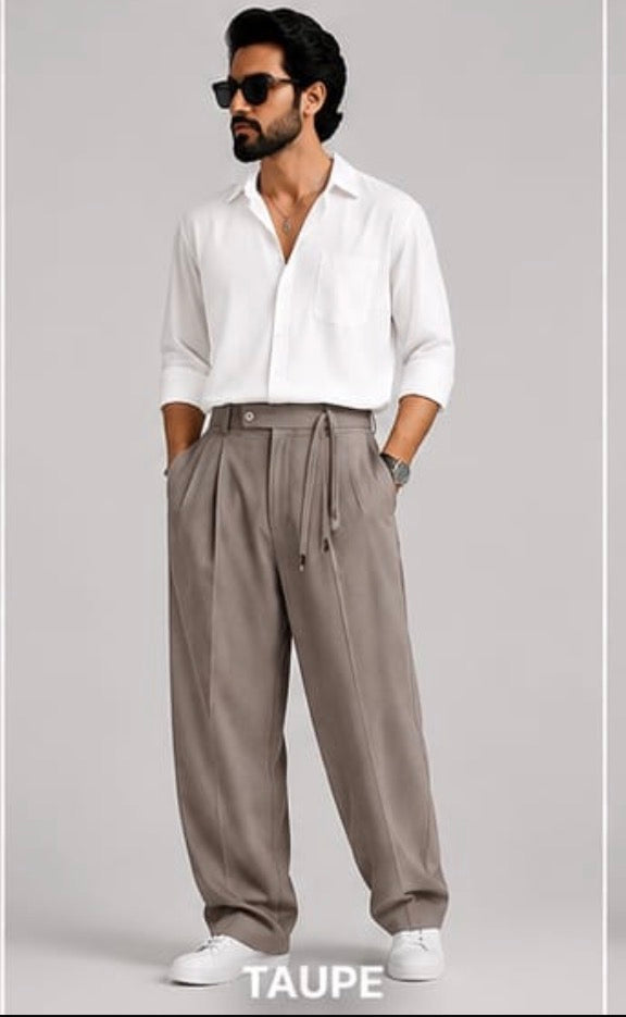 LDA Khaki Brown Colour Baggy Fit With Belt Premium Quality Unisex Imported Trouser 991110-A