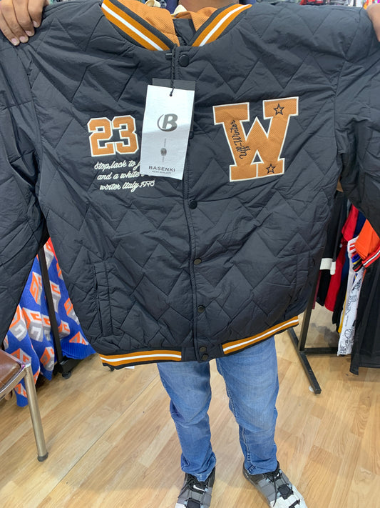Uff-Winter Black Colour With Crarame Embroidery Design Premium Quality Varsity Jacket 67714