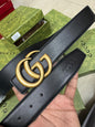 CUG GUC Gold Buckle Black Strap Premium Quality Imported Unisex Belt 990658