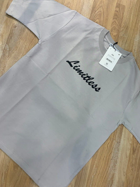 Raz cotton imported T shirts light grey Colour drop shoulder Limitless 988662