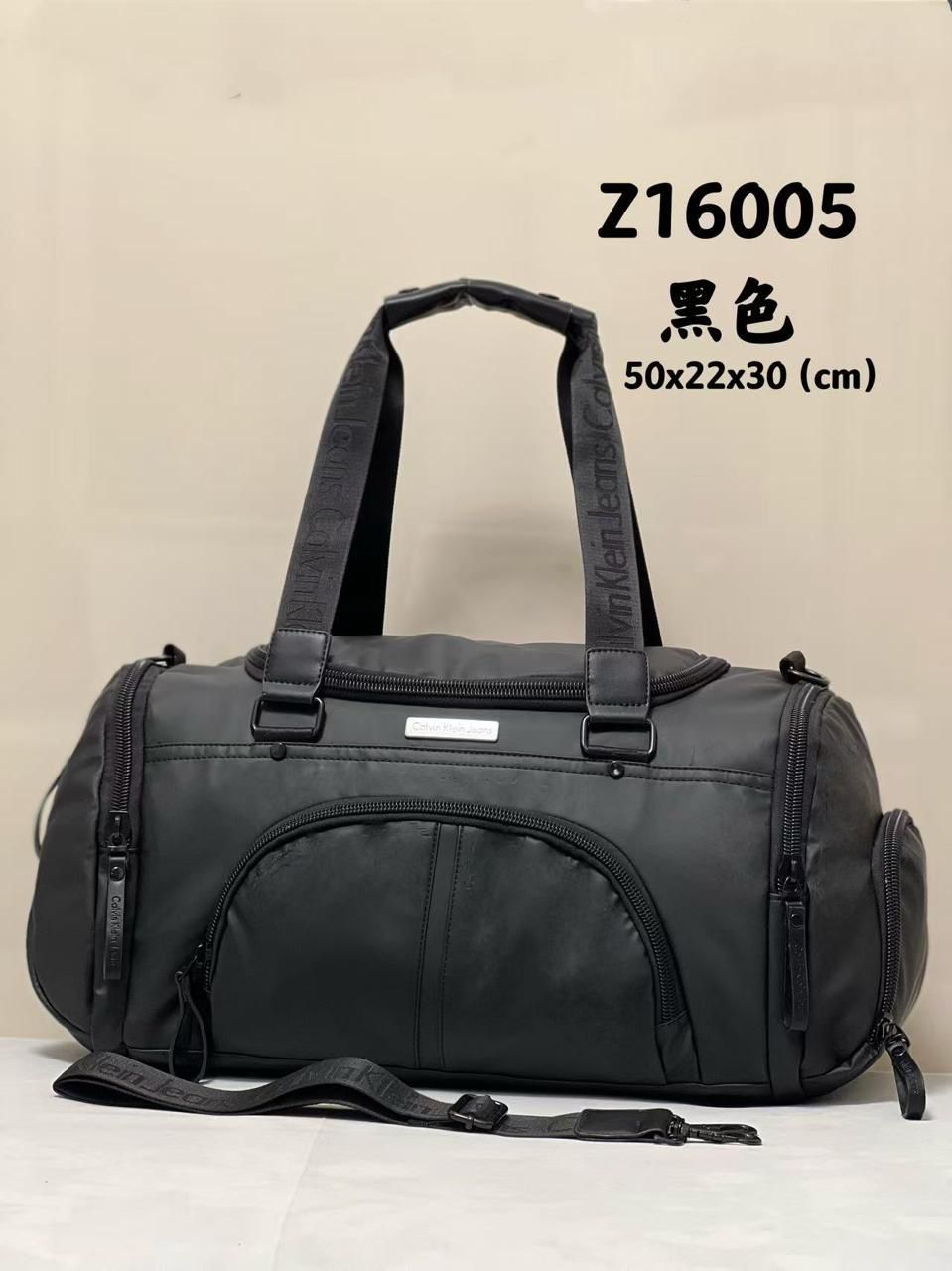 LAC CAL Black Colour Italian Leather Imported Premium Quality Duffle Bag Z16005