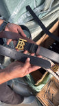 RUB BUR Gold Buckle Black Brown Double Side Strap Premium Quality Imported Unisex Belt 990668