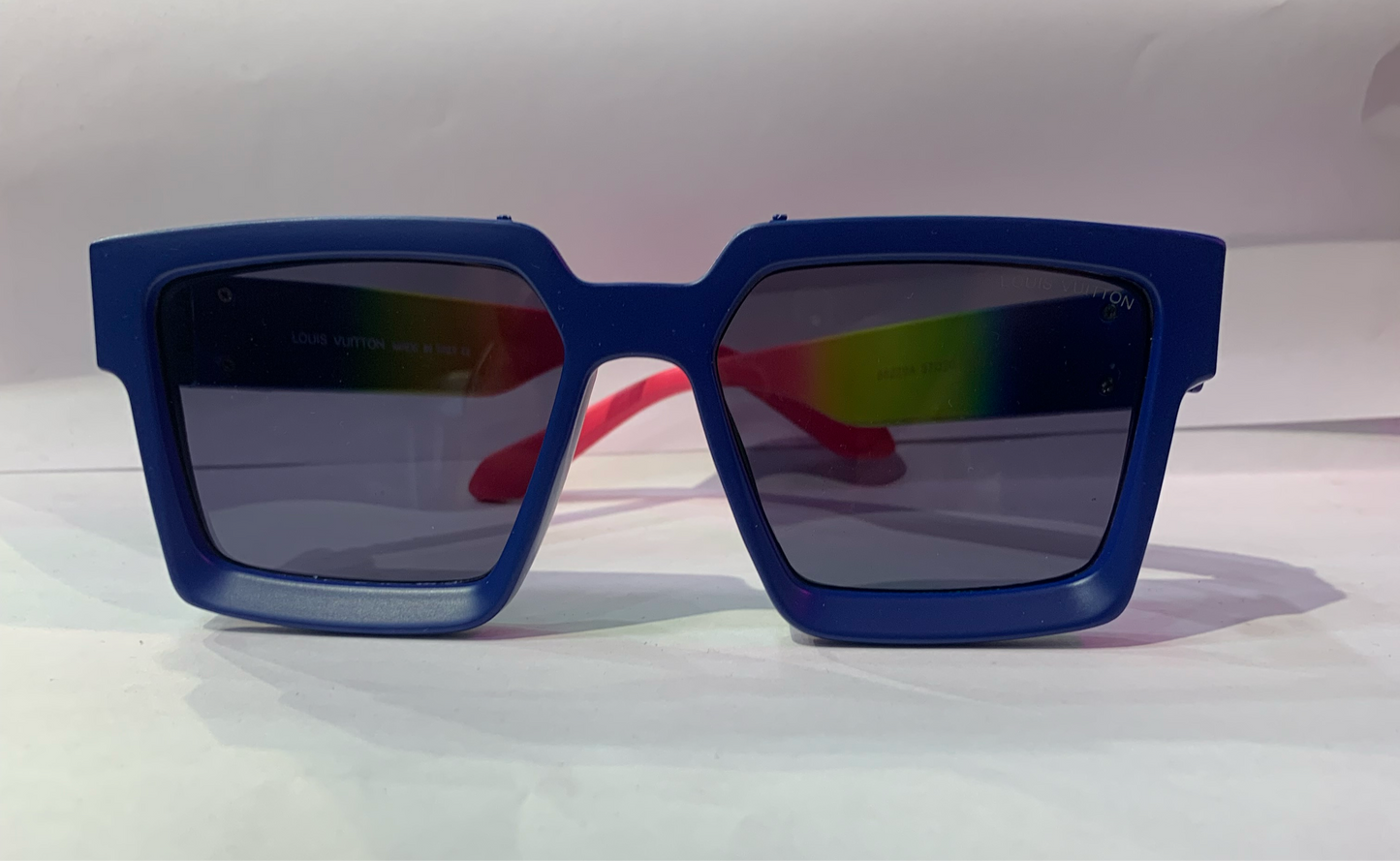 UOL Matt Blue Frame Trancy Black Shade Multi Colour Stick Unisex Sunglasses 86229A 57 20-135