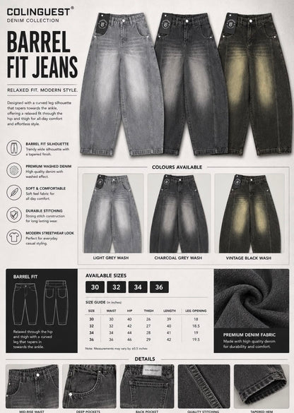 Colin Guest Light Grey Colour Premium Quality Barrel Fit Men’s Jeans 990883