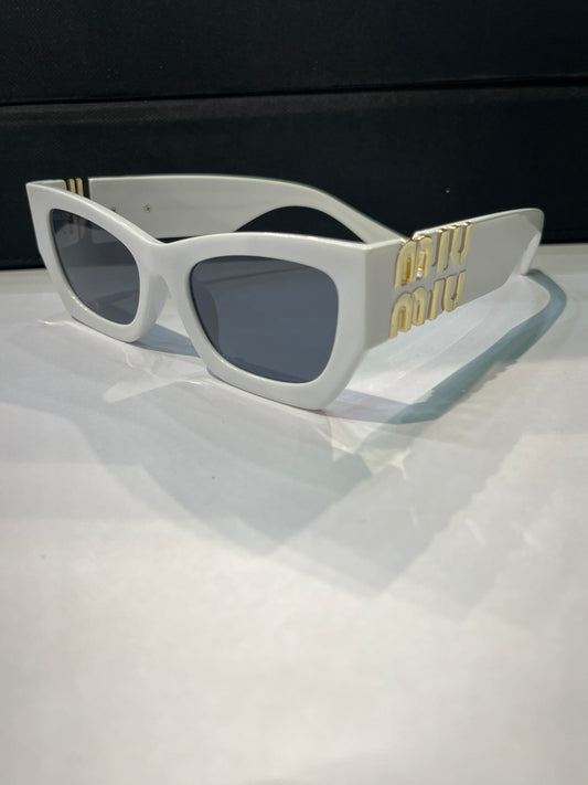 Miu Uim White Frame Black Shade Unisex Branded Sunglasses 6037 53 22 145