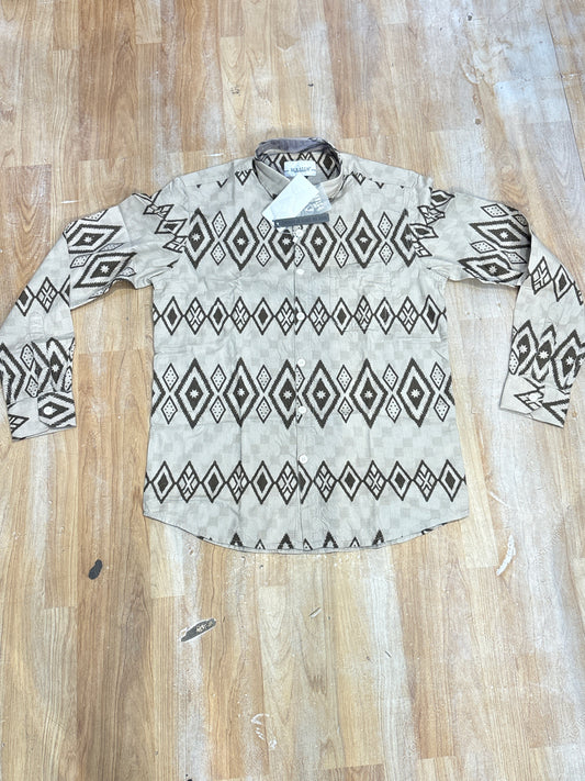 Scratch Beige Brown Colour Print Full Sleeve Shirt 00074615