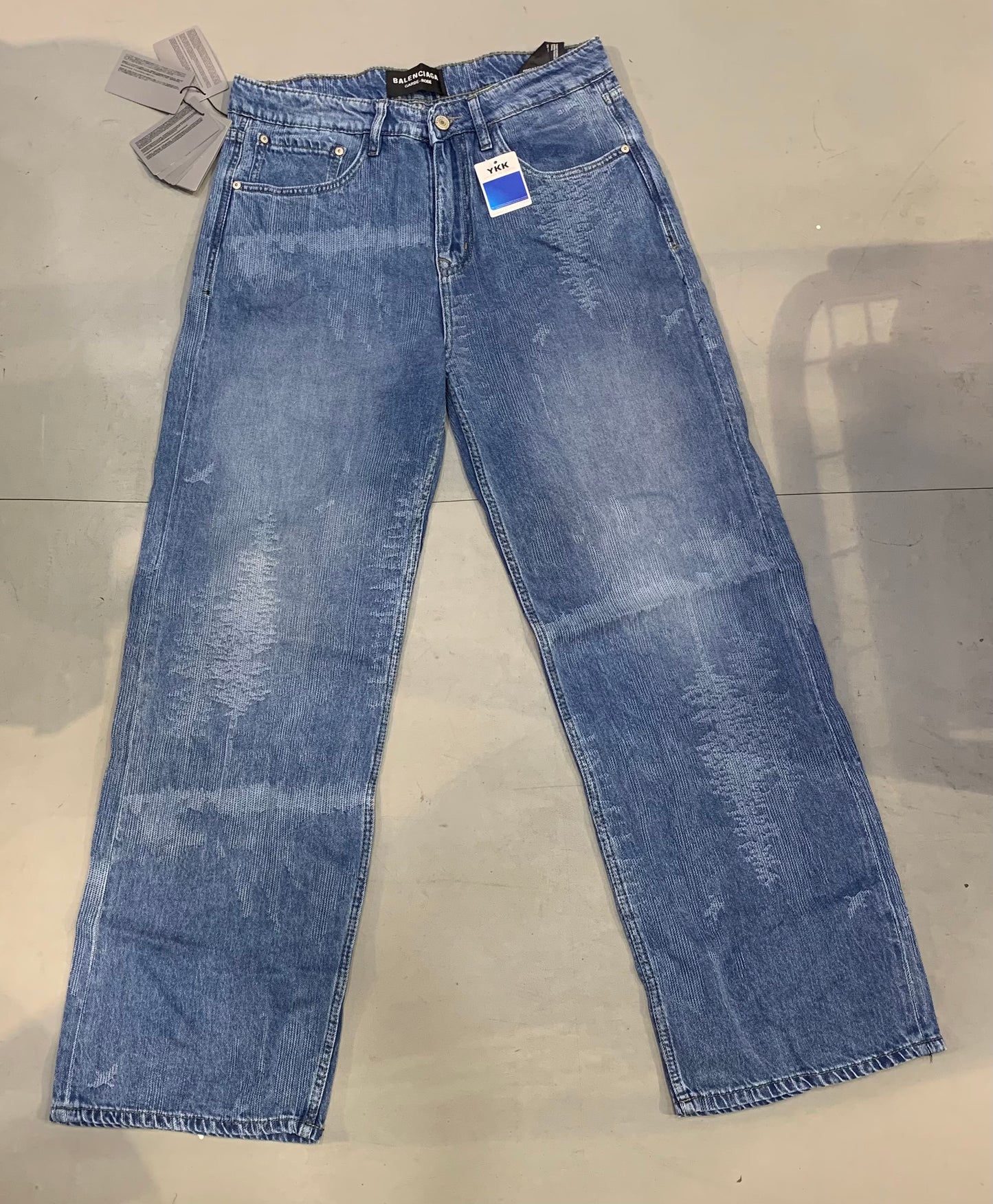 LAB BAL Faded Blue Premium Quality Designer Straight Baggy Fit Jeans 724V