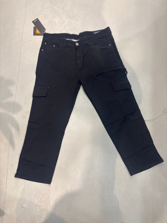 TORD Black Cargo Denim Straight Fit Jeans 989716