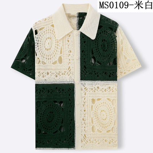 Panda Crochet Cream Green Colour See-Through Imported Unisex Shirt MS0109