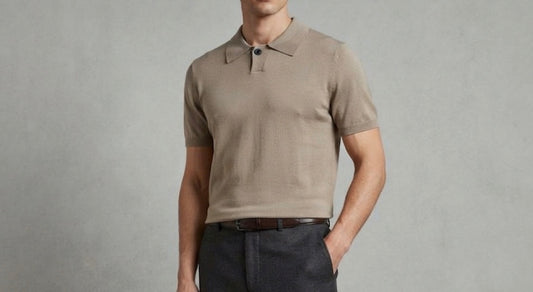 DT Grey Colour Knitted Premium Quality Unisex Collar T-Shirt T9E2631