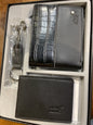 NOM MON Black Colour Leather Men’s Wallet Card Holder & Key Chain Gift Combo Set 991356