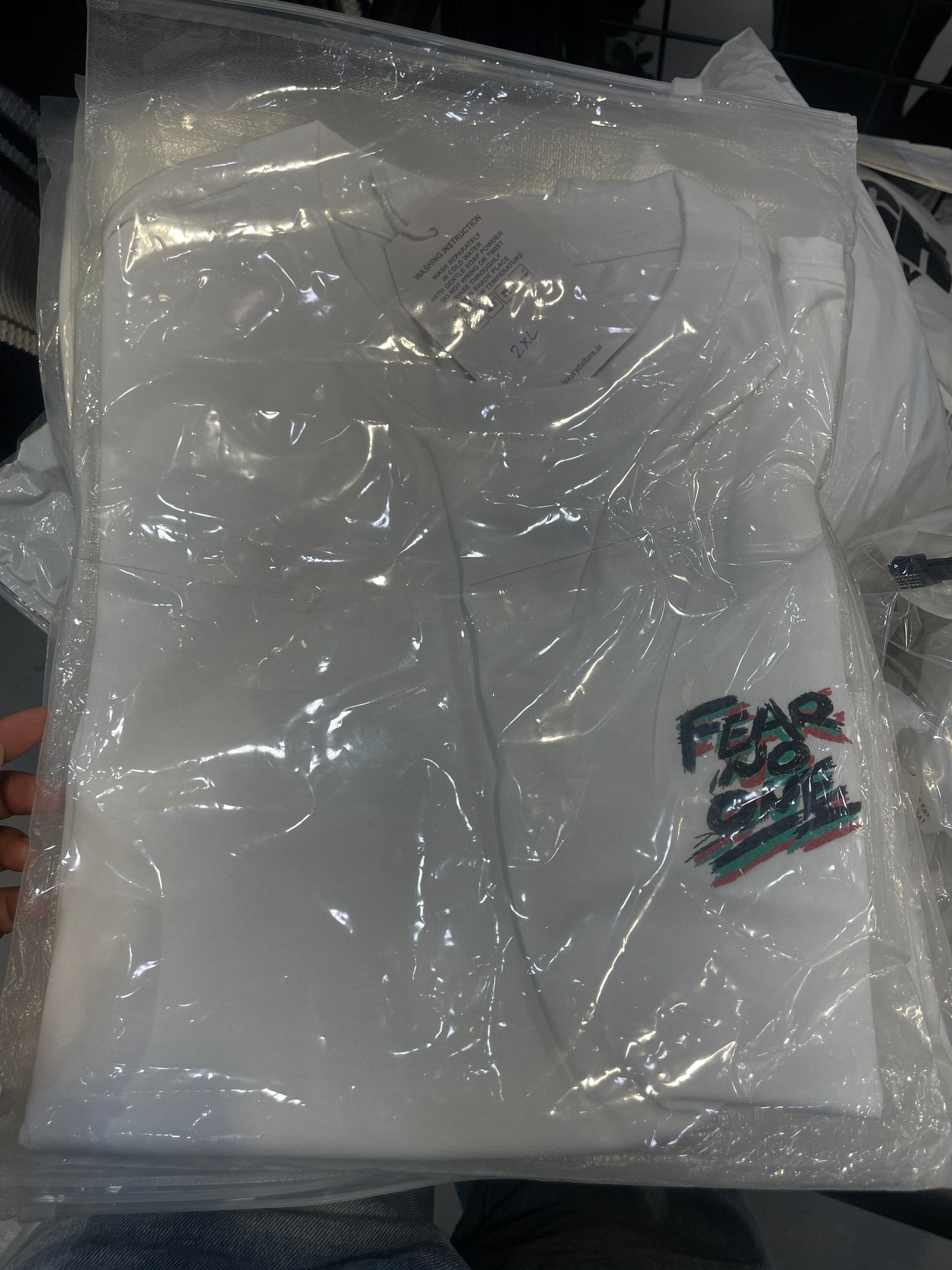 CHEN YI White Colour Fear No One Print Cut Sleeve Sando CY2712