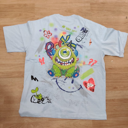 LOVASSI Sky Blue Colour Back Print Premium Quality Round Neck Unisex T-Shirt 9001