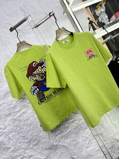 Raz Zar Black Colour EST.1988 Mario Back Print T-Shirt 5584